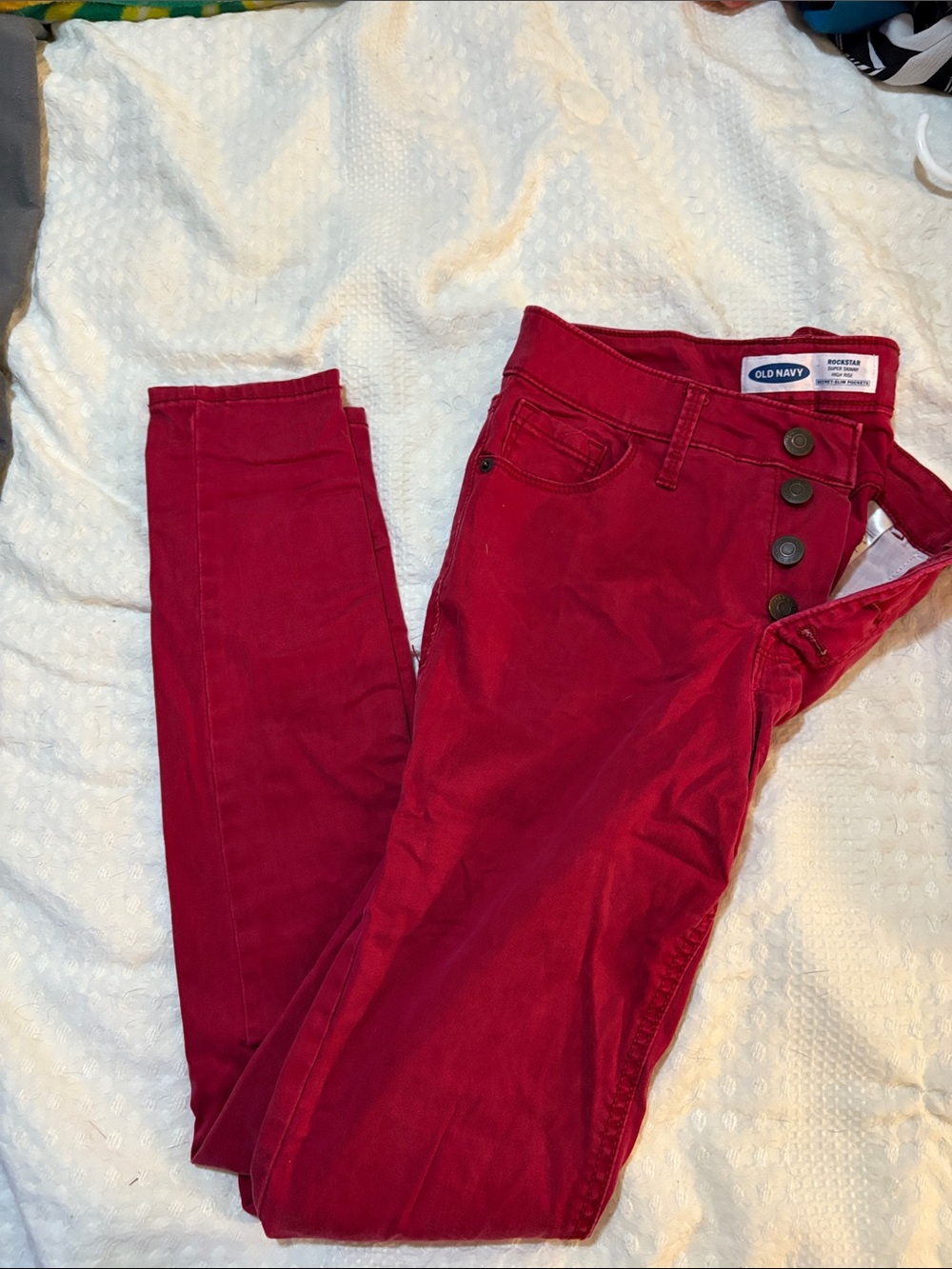Old Navy Women's Dark Red Skinny Button-Fly Jeans